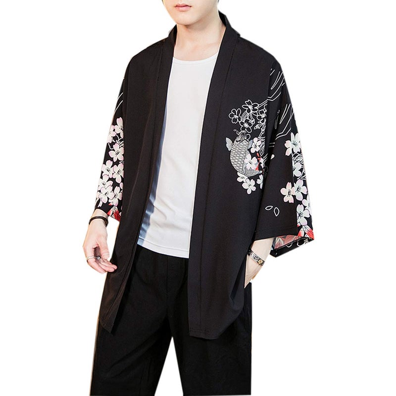 Seidarise Men's Haori Jacket Kimono Cardigan Yukata Noragi Happi Coat - Image 5